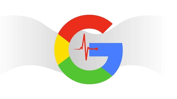 Google's logo with a centred line depicting vitals, as in: Core Web Vitals (CWV).